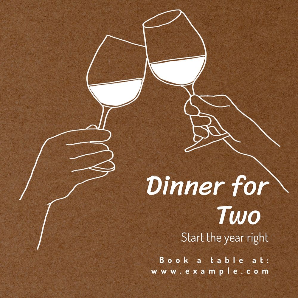 Dinner date Instagram post template, editable text