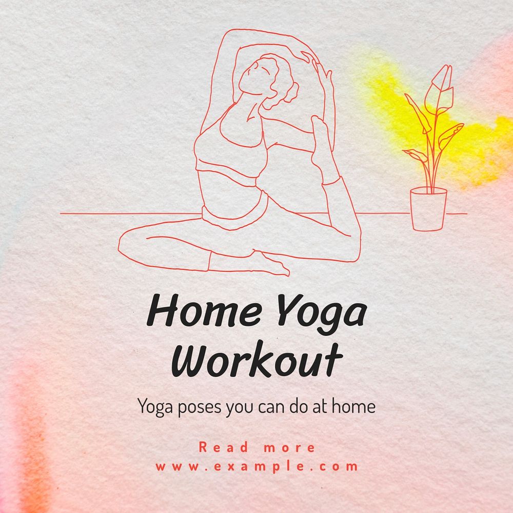 Home yoga workout Instagram post template, editable text