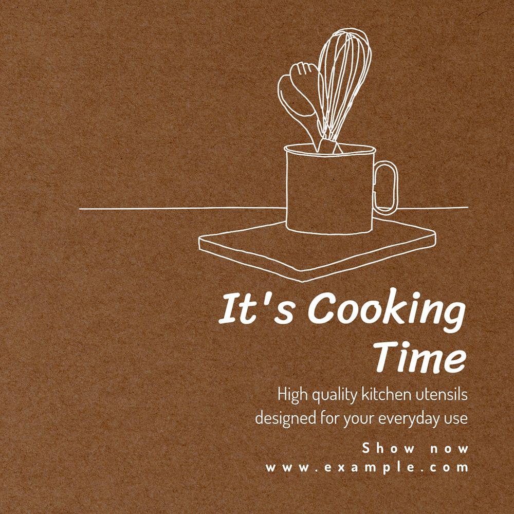 Cooking time Instagram post template, editable text