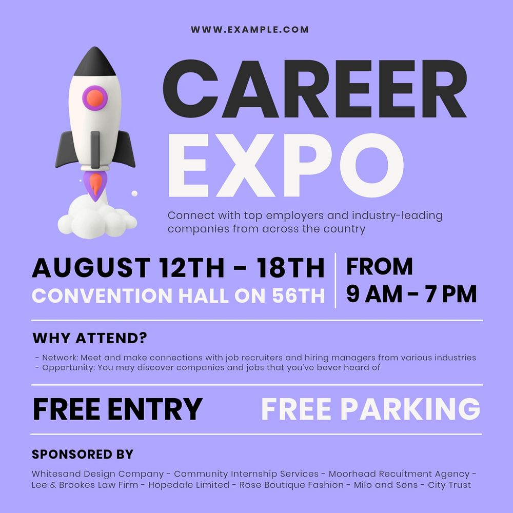 Career expo Instagram post template, editable text