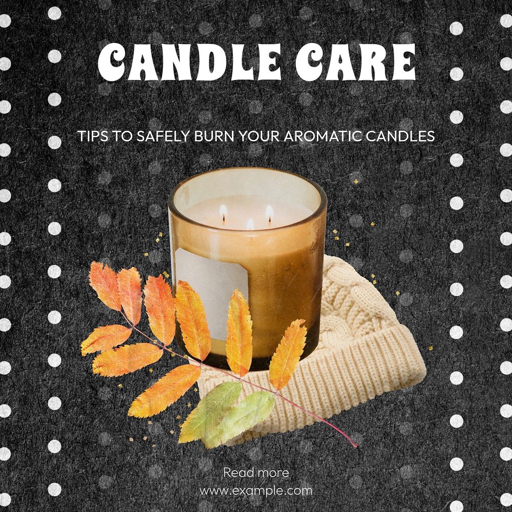 Candle care Instagram post template, editable text