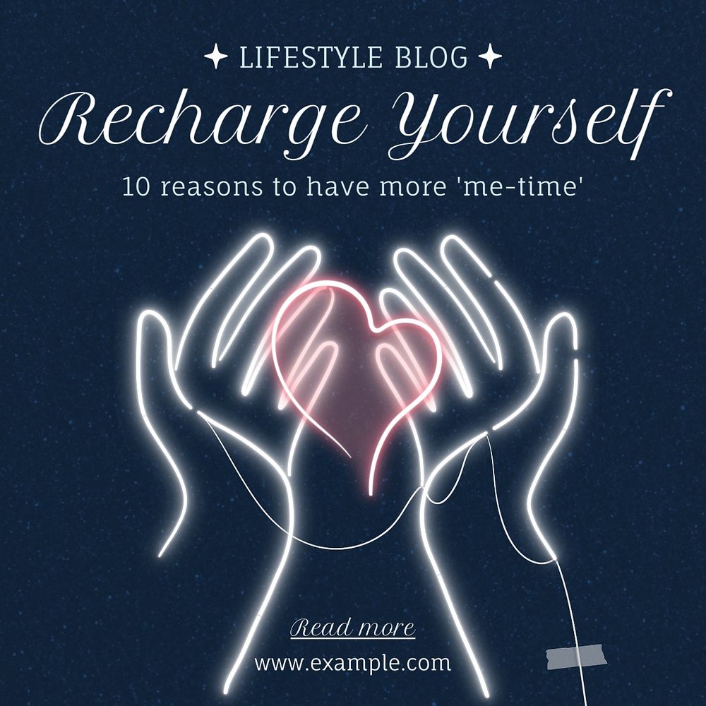 Recharge yourself Instagram post template, editable text