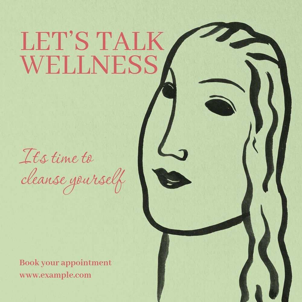 Wellness Instagram post template, editable text