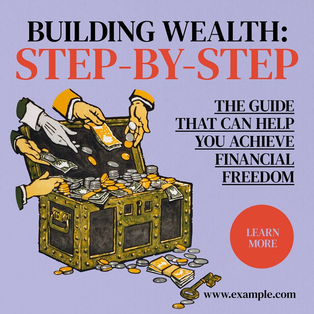 Building wealth Instagram post template, editable text