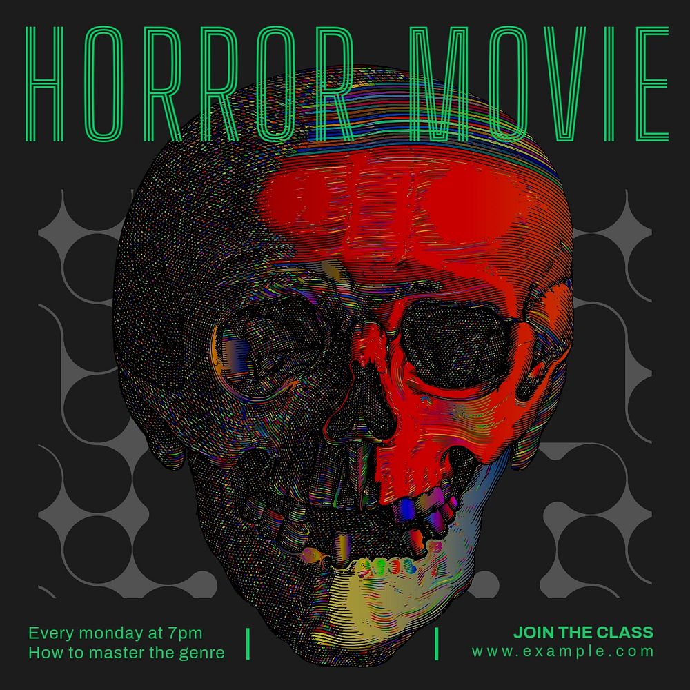 Horror movie class Instagram post template, editable text