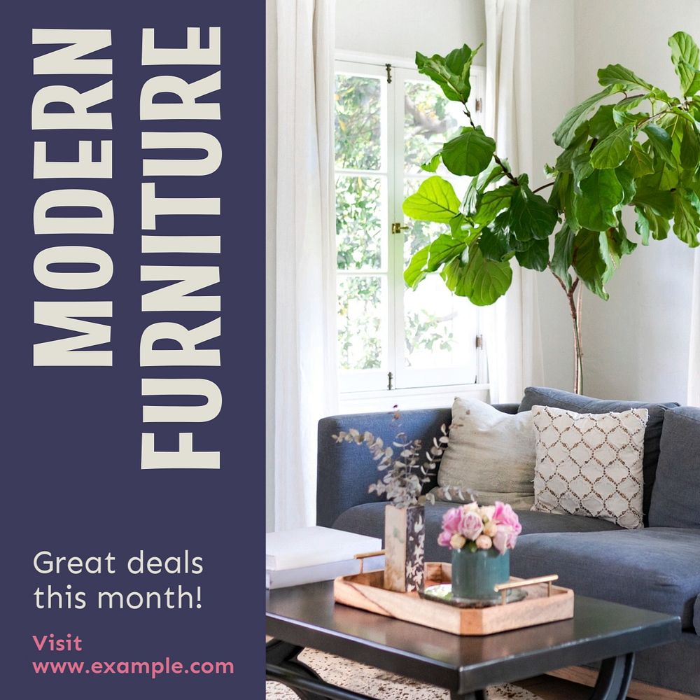 Modern furniture Instagram post template, editable text