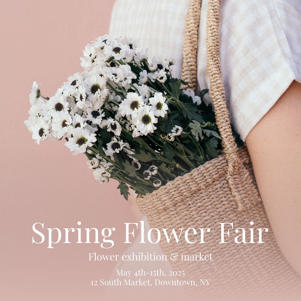 Spring flower fair  Instagram post template, editable text