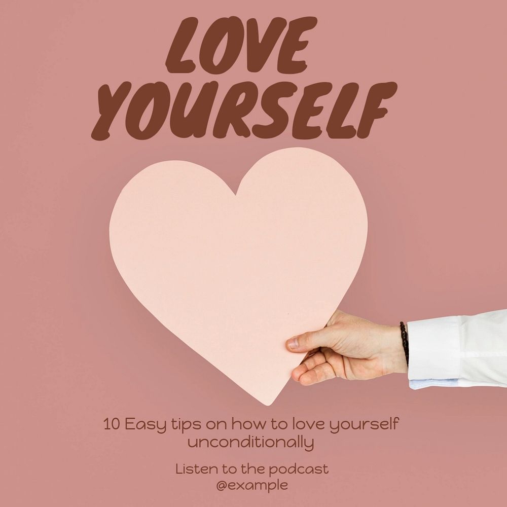 Love yourself Instagram post template, editable text