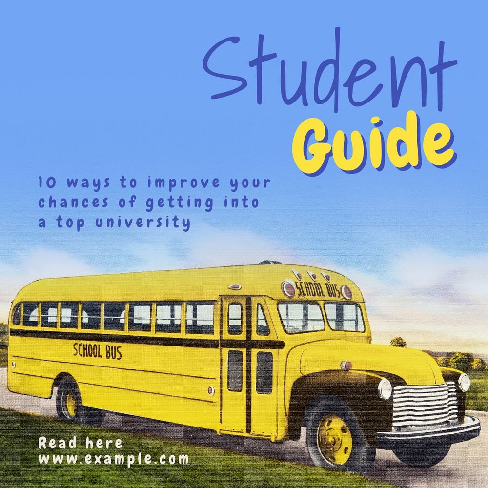 Student guide Instagram post template, editable text