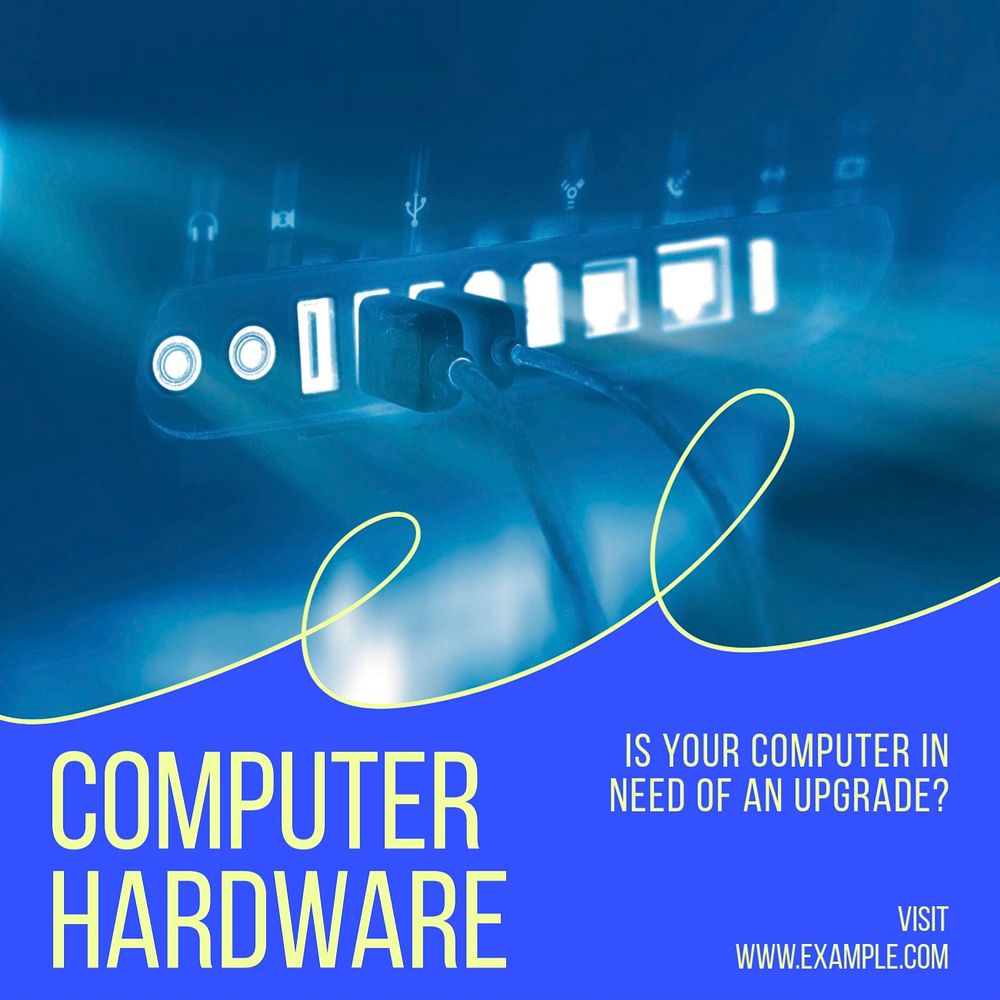 Computer hardware Instagram post template, editable text