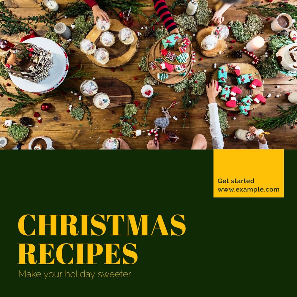 Christmas recipe Instagram post template, editable text