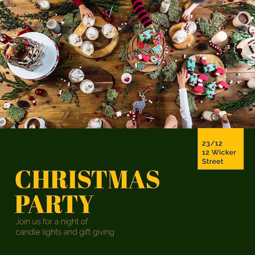 Christmas party Instagram post template, editable text