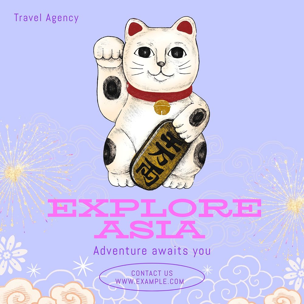 Explore Asia Instagram post template, editable text