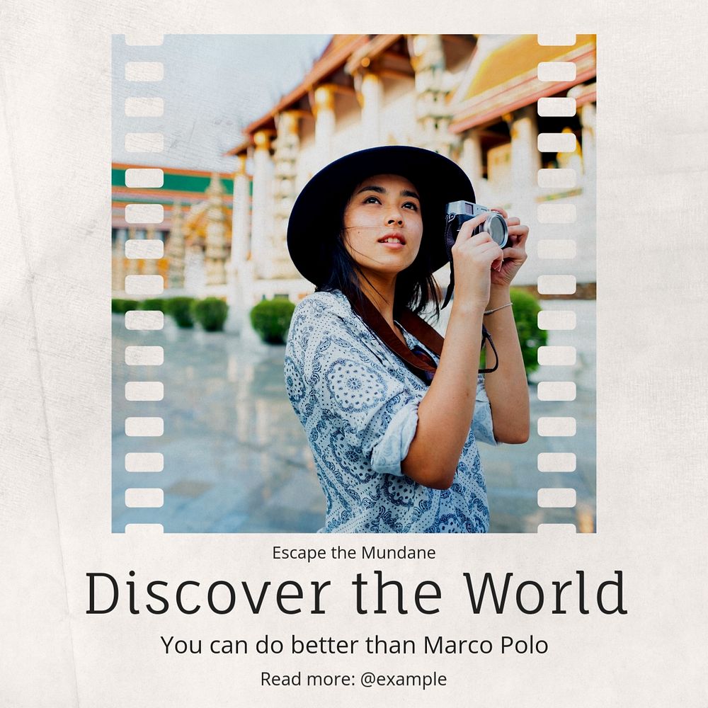 Discover the world Instagram post template, editable text