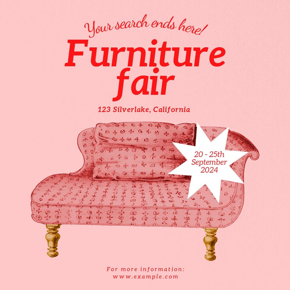 Furniture fair Instagram post template, editable text