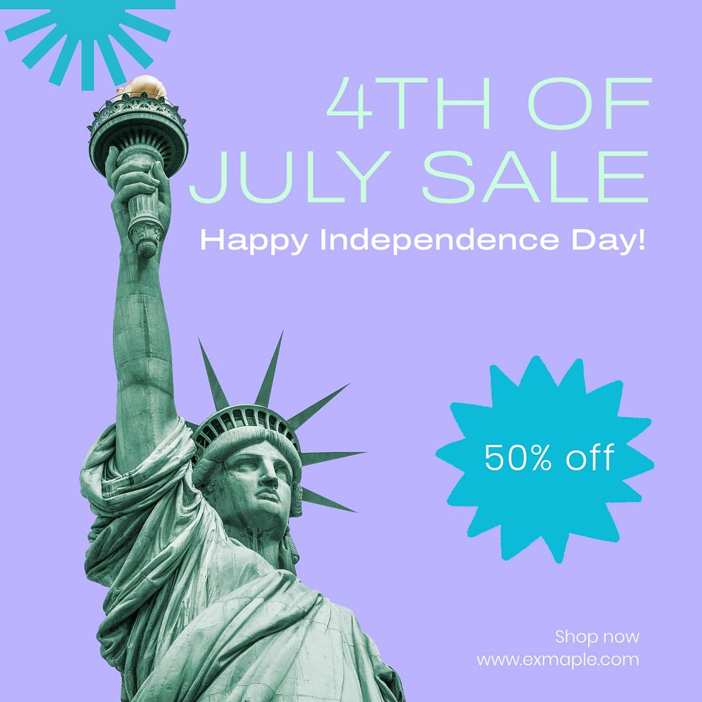 4th of July sale Instagram post template, editable text