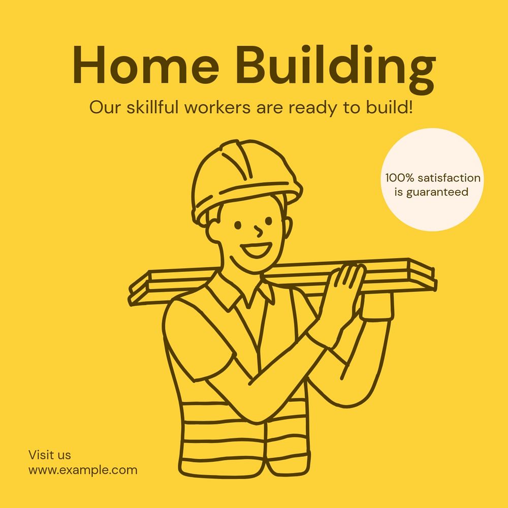 Home building Instagram post template, editable text