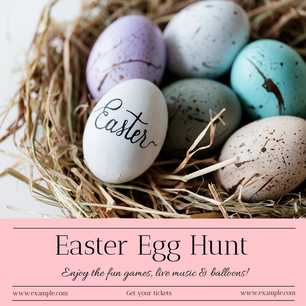 Easter egg hunt Instagram post template, editable text