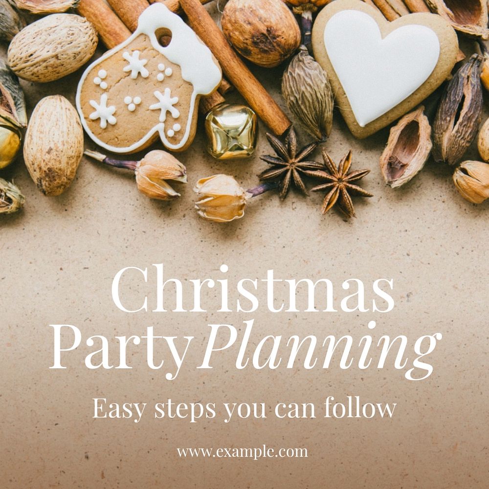 Christmas party planning Instagram post template, editable text