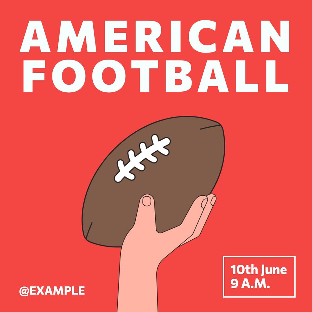 American football Instagram post template, editable text