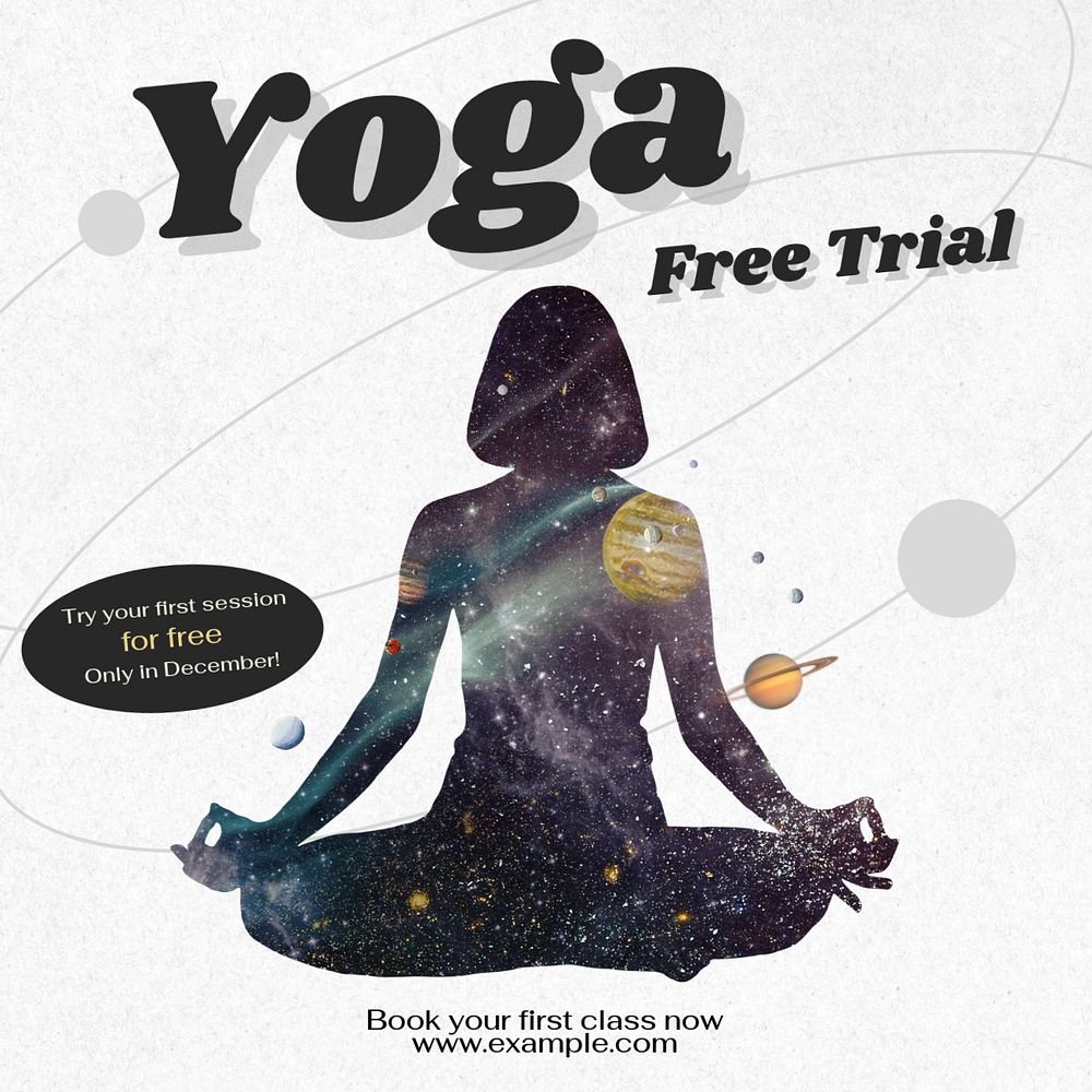 Yoga free trial Instagram post template, editable text