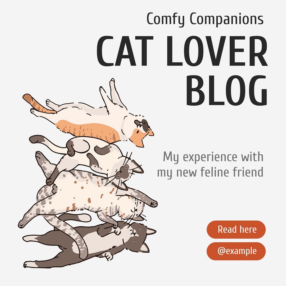 Cat lover Instagram post template, editable text