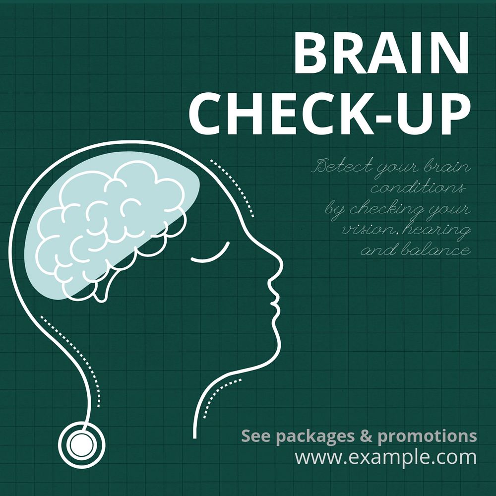 Brain check-up Instagram post template, editable text