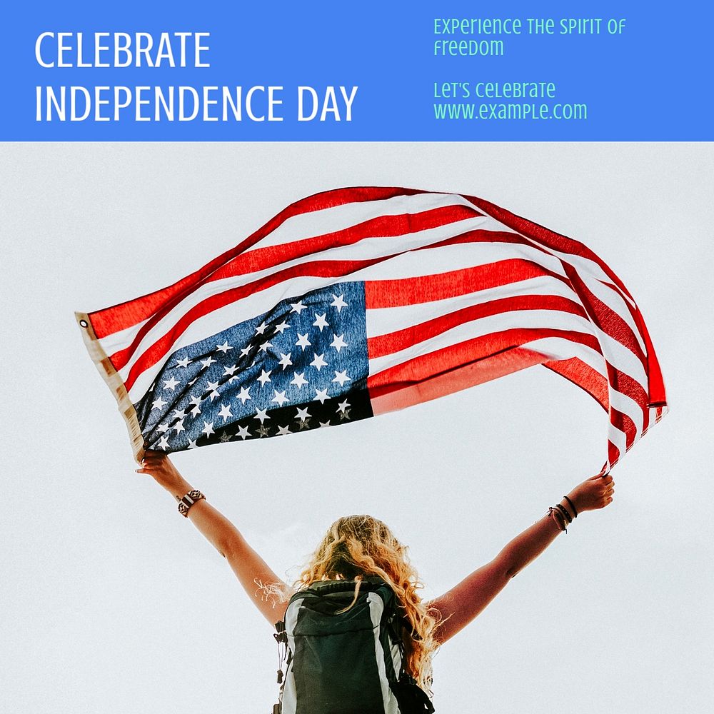 Independence day Instagram post template, editable text