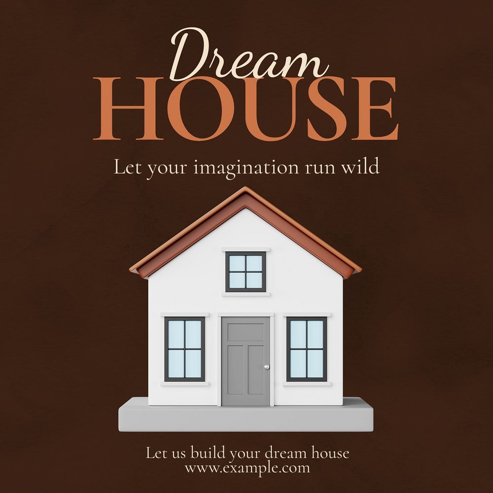 Dream house Instagram post template, editable text