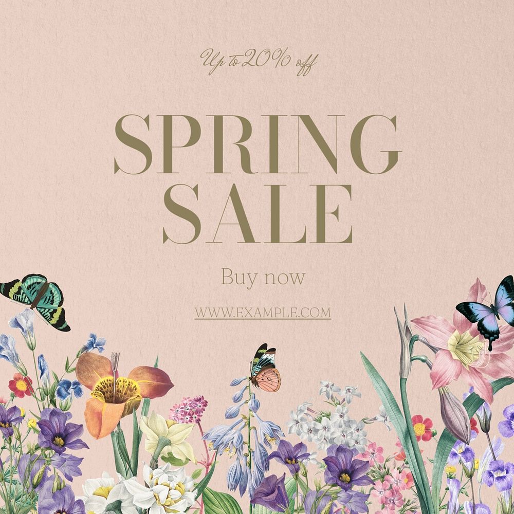 Spring sale Instagram post template, editable text