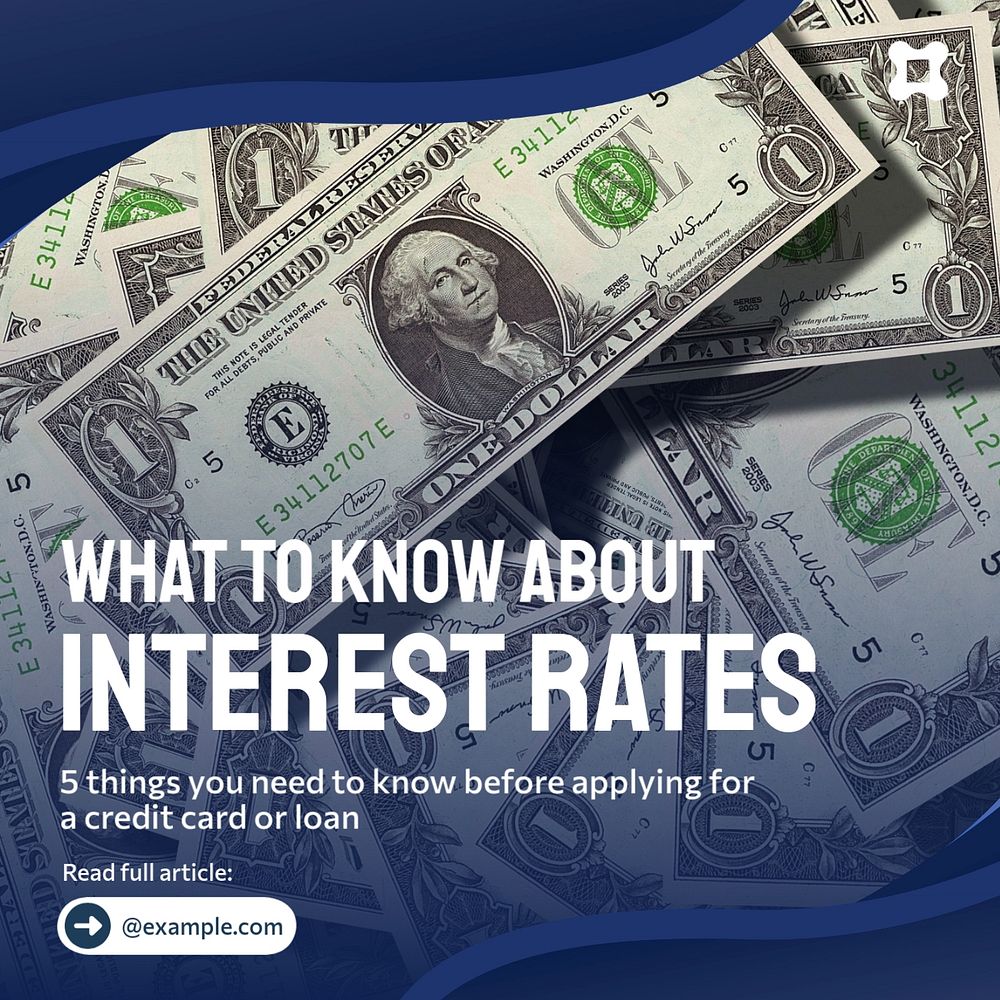 Interest rates Instagram post template, editable text