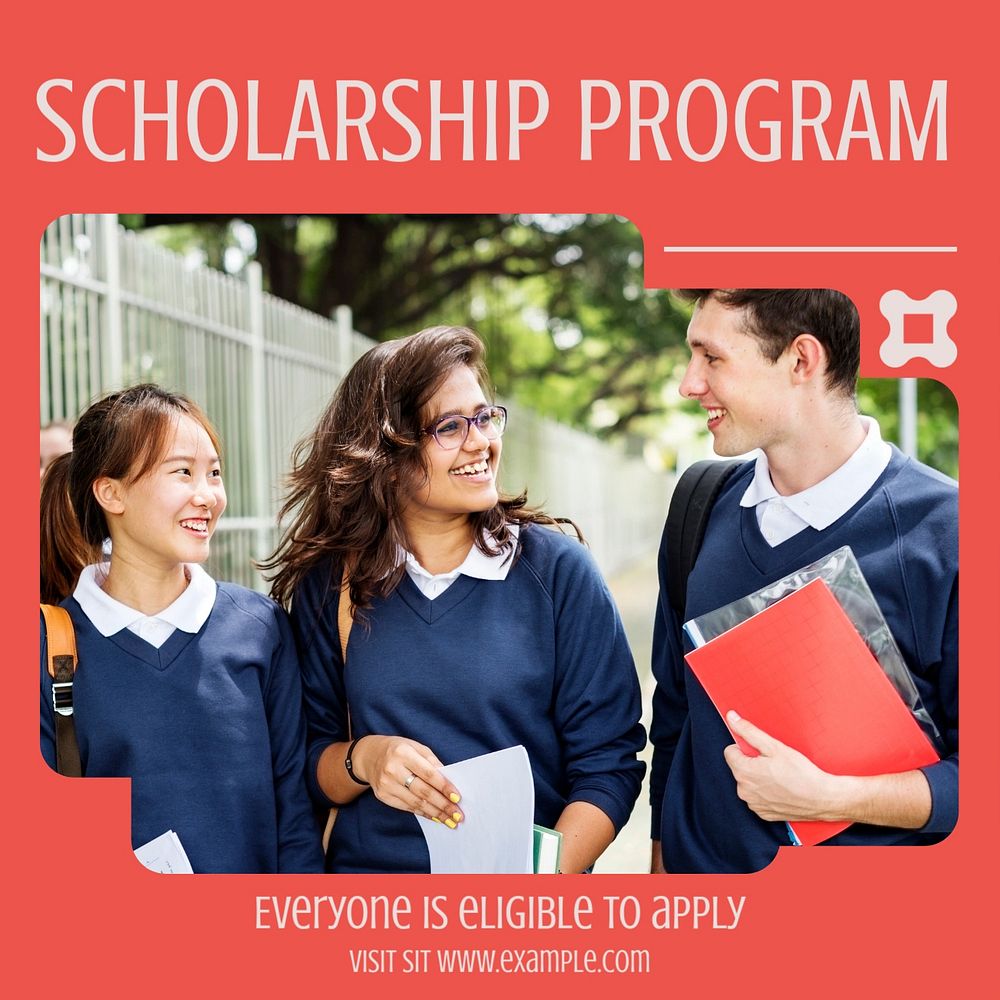 Scholarship program Instagram post template, editable text