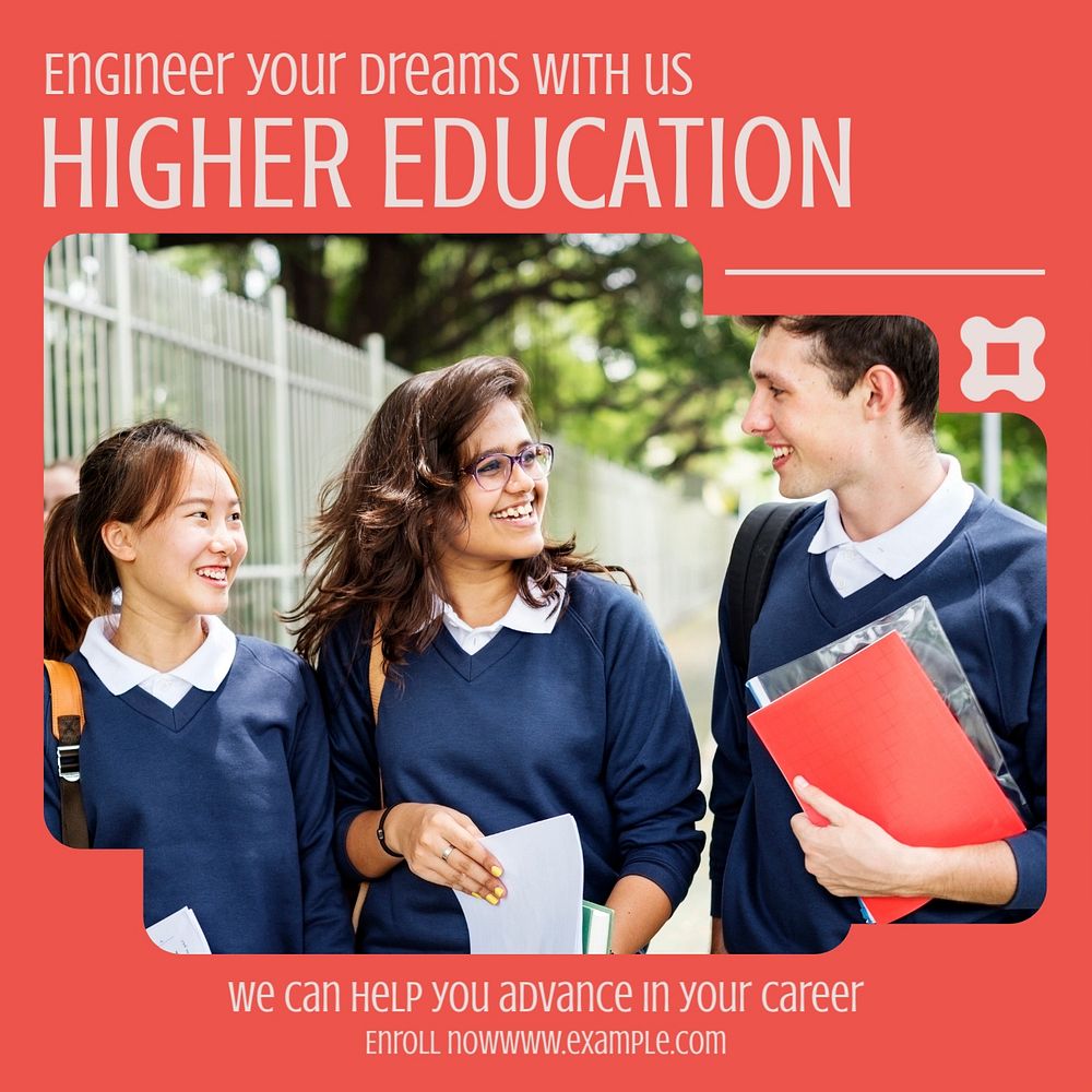 Higher education Instagram post template, editable text