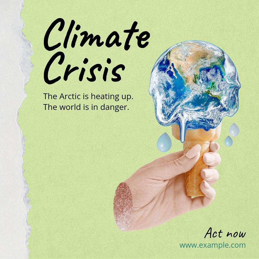 Climate crisis Instagram post template, editable text