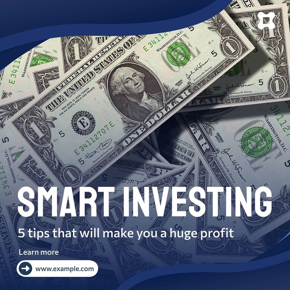 Smart investing Instagram post template, editable text