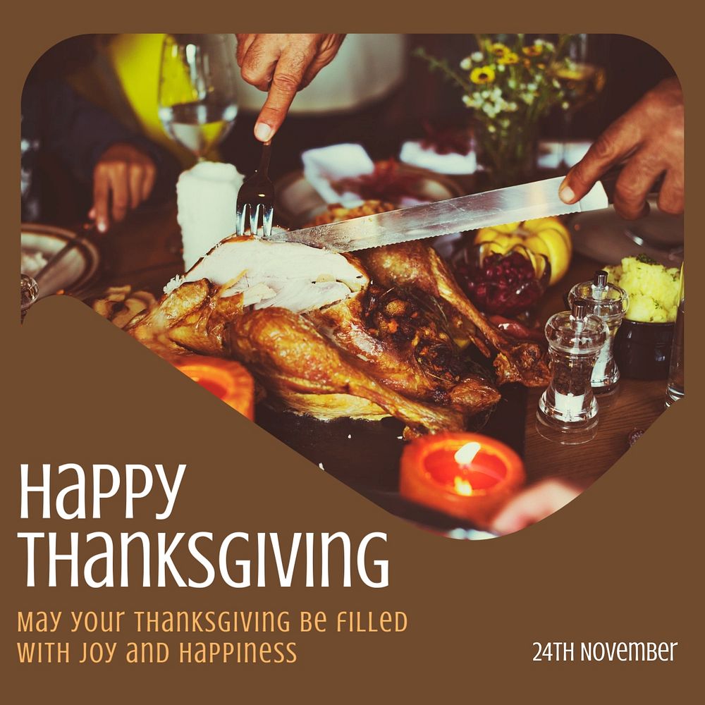 Happy Thanksgiving Instagram post template, editable text