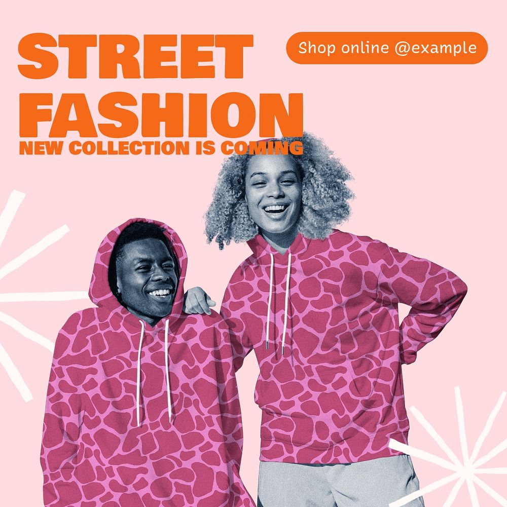 Street fashion Instagram post template, editable text