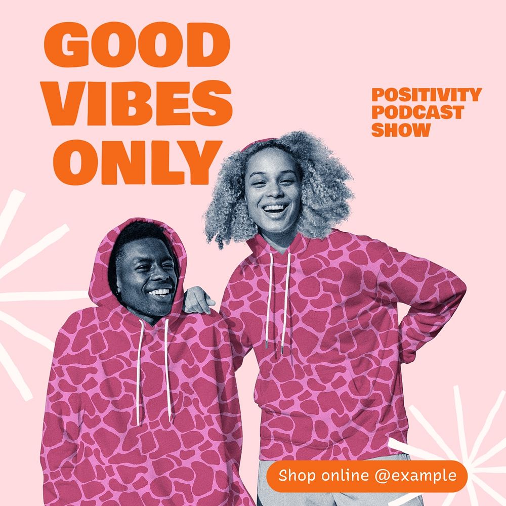 Good vibes only Instagram post template, editable text