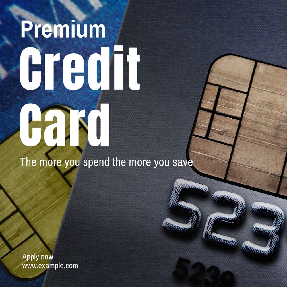 Premium credit card Instagram post template, editable text