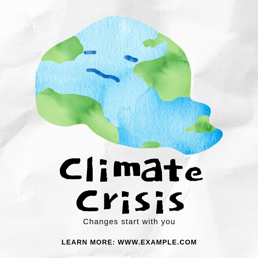 Climate crisis Instagram post template, editable text