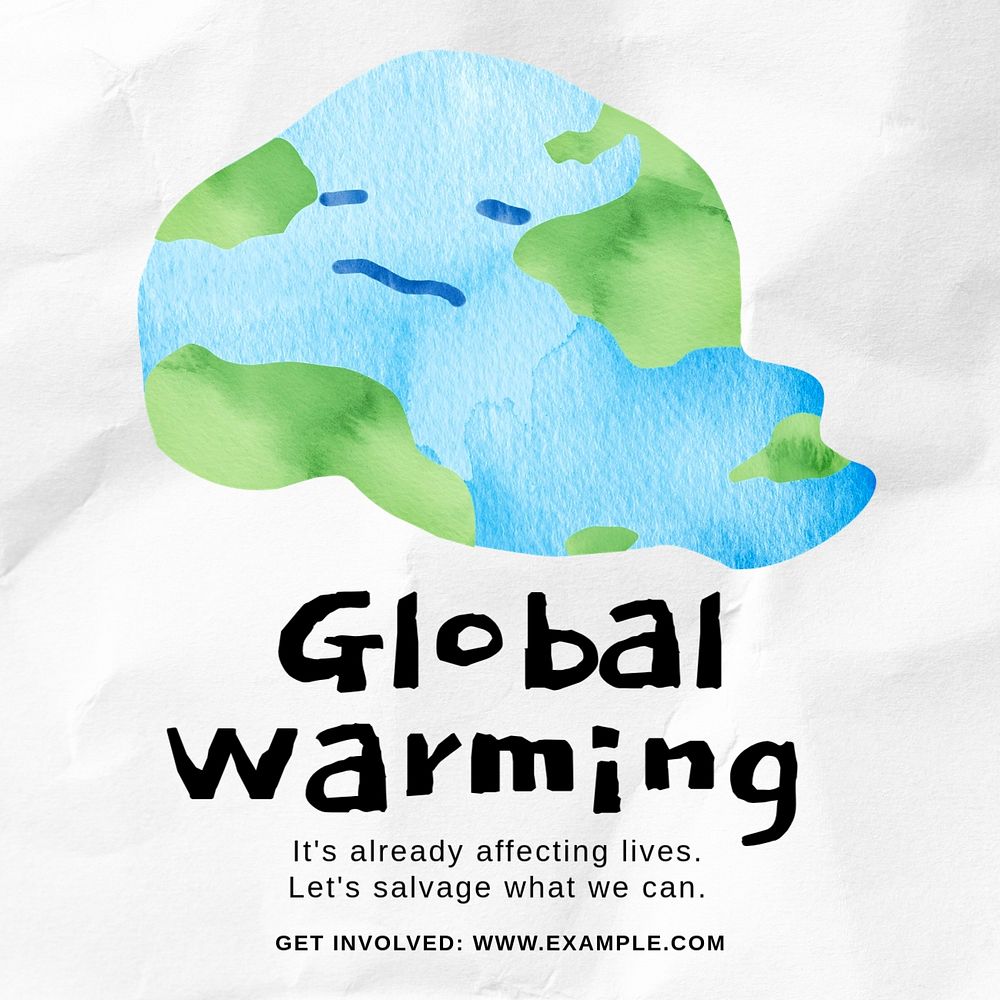 Global warming Instagram post template, editable text