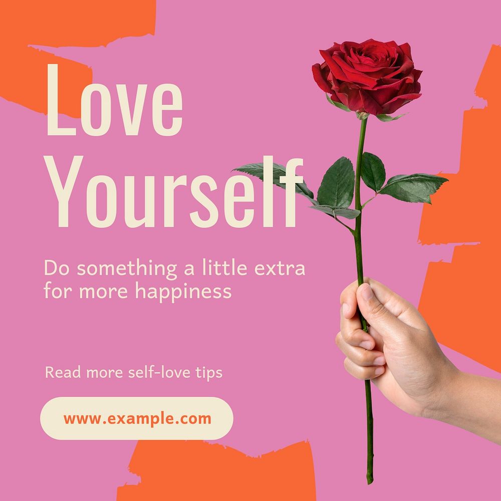 Love yourself Instagram post template, editable text