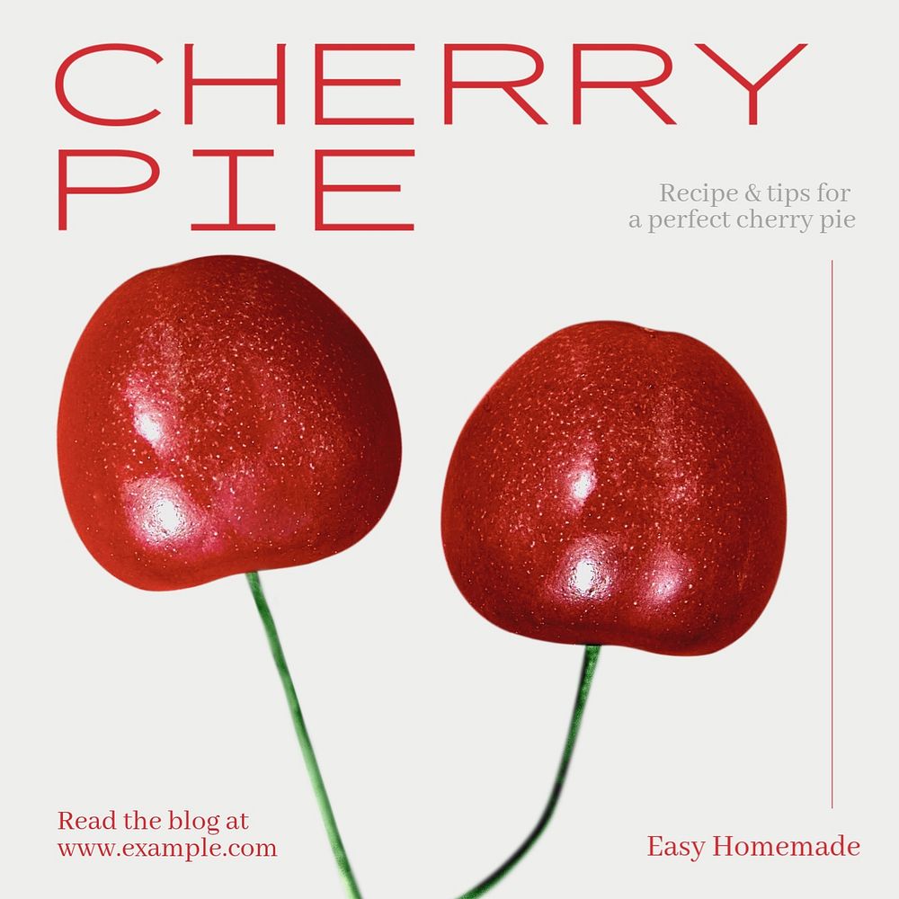 Cherry pie Instagram post template, editable text