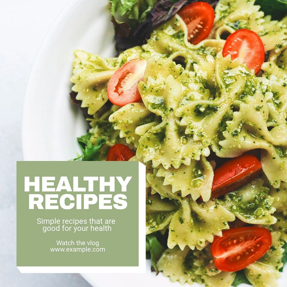 Healthy recipes Instagram post template, editable text