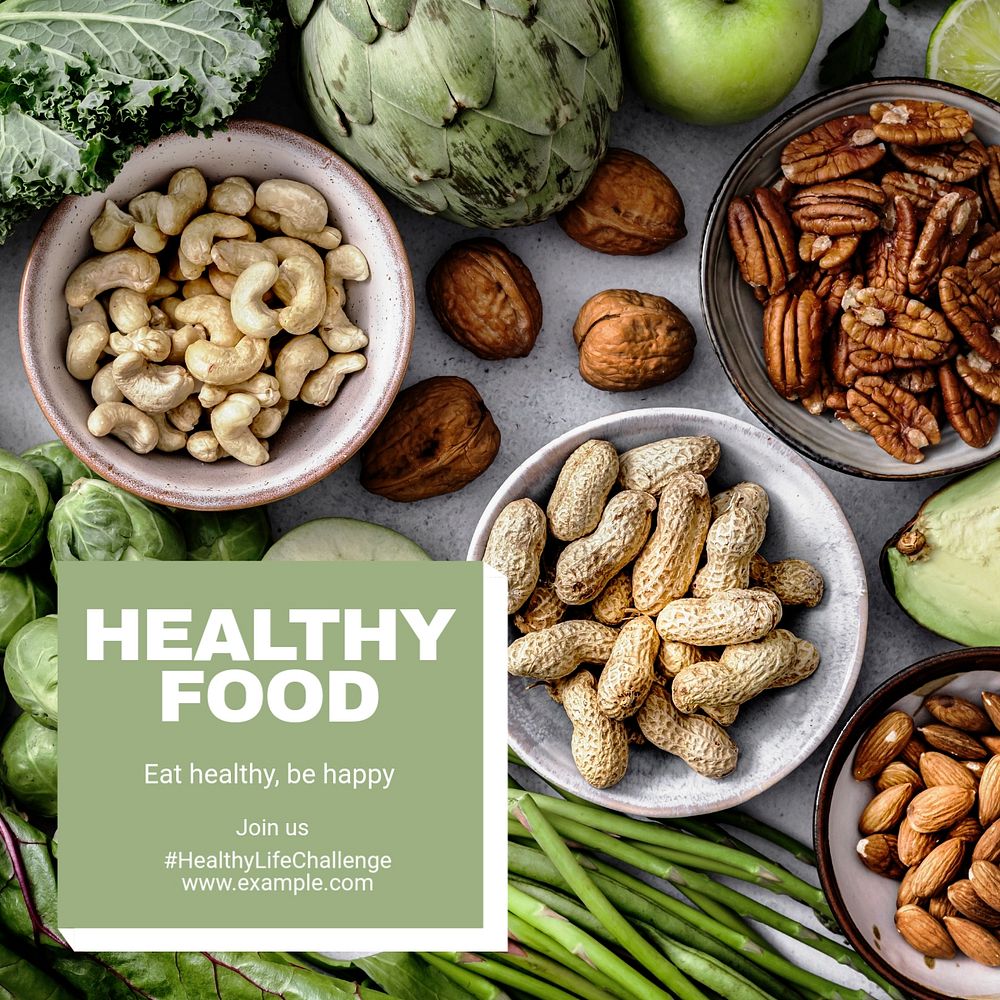 Healthy food Instagram post template, editable text