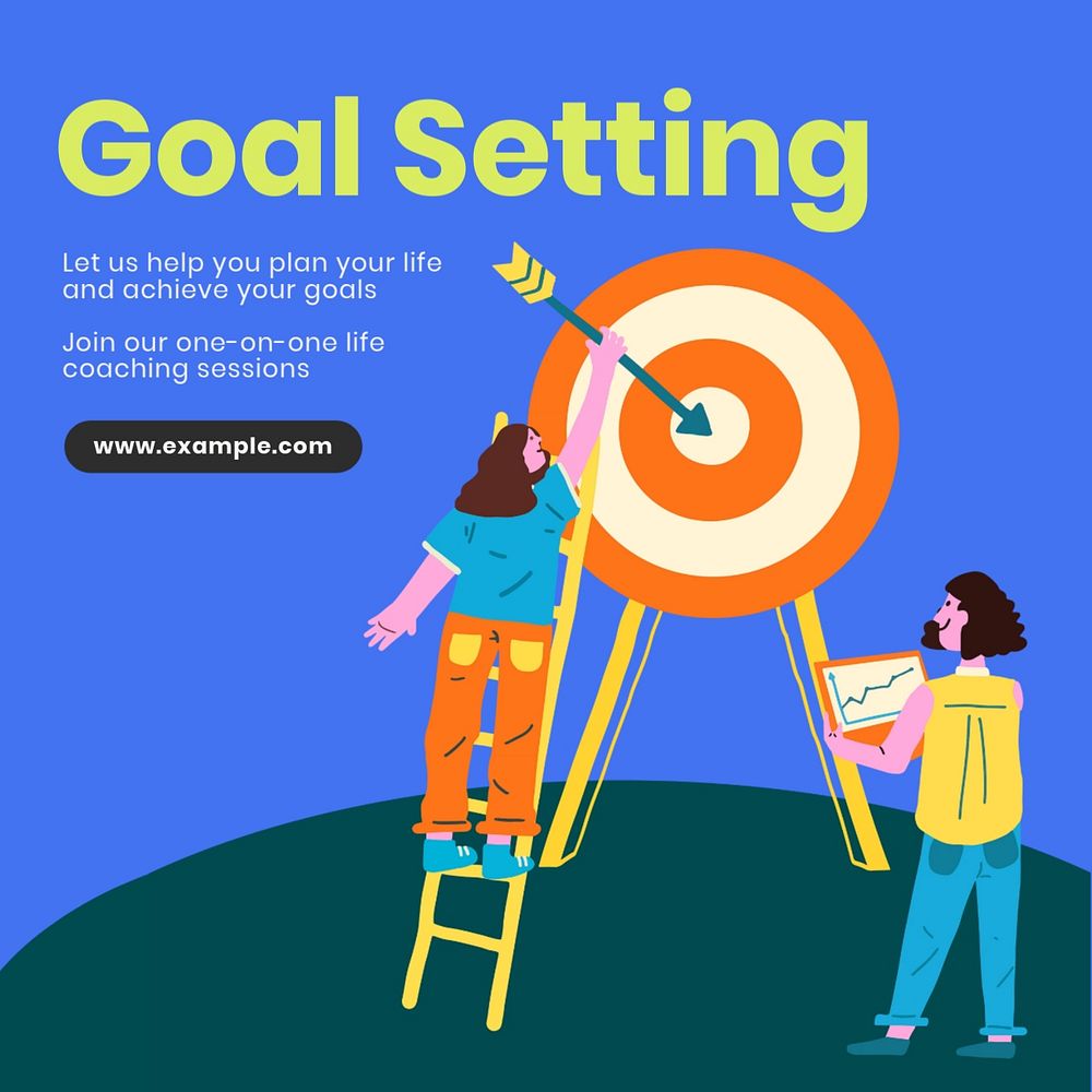 Goal setting Instagram post template, editable text