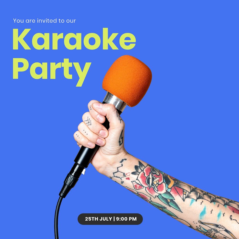 Karaoke party Instagram post template, editable text