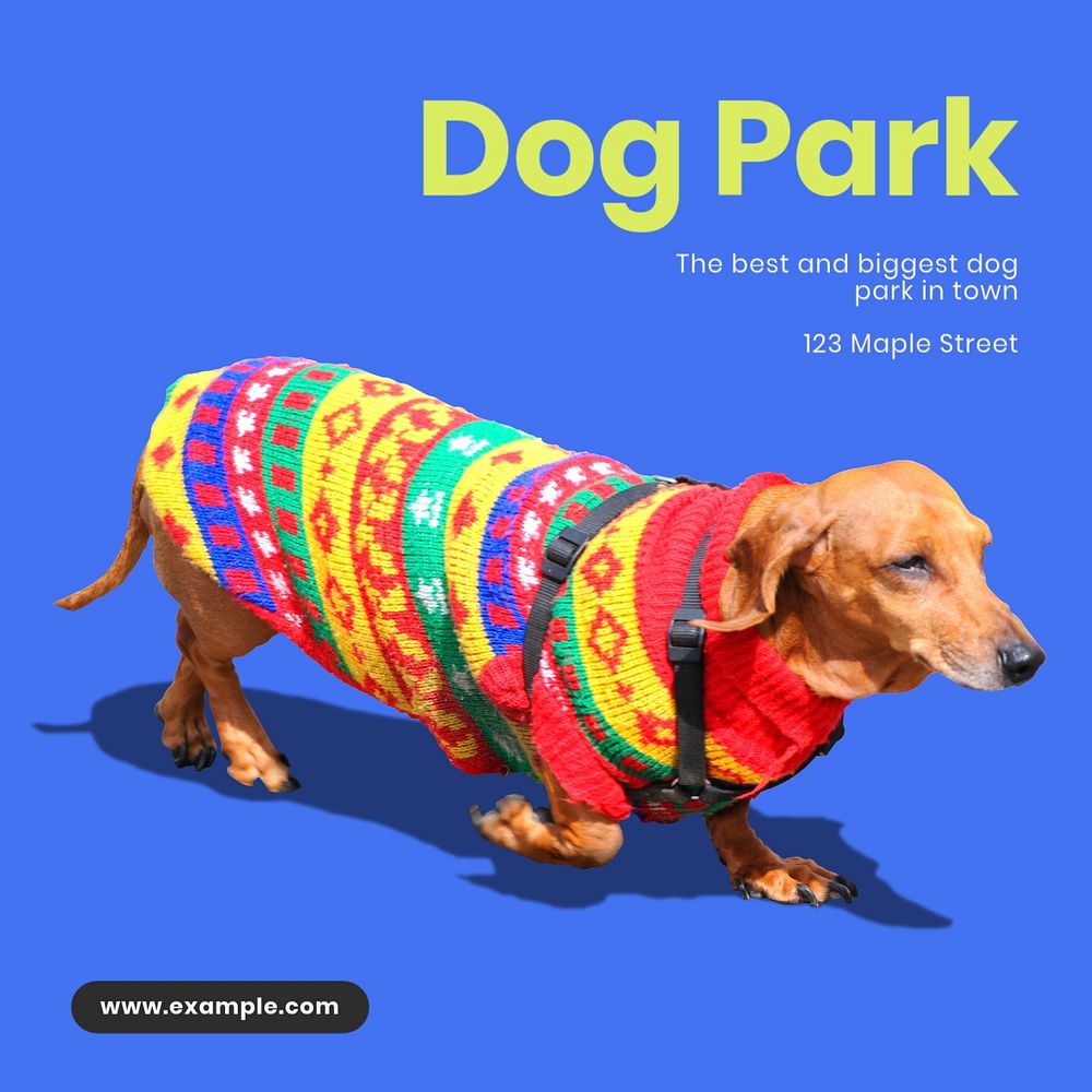 Dog park Instagram post template, editable text