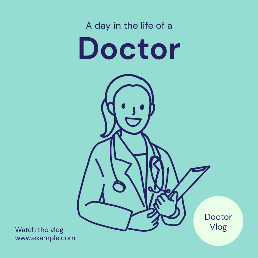 Doctor vlog Instagram post template, editable text