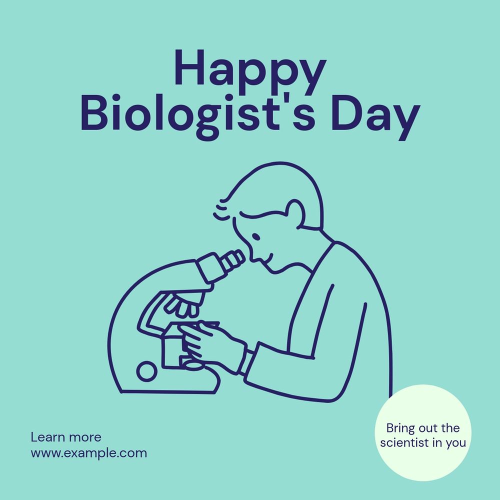 Happy biologist's day Instagram post template, editable text